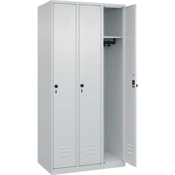 Garderobenschrank CLASSICB900xT500xH1850 mm RAL 7035/7035, 3 Abteile bodenstehend - Artikel: 7830951025 Garderobenschrank CLASSICB900xT500xH1850 mm RAL 7035/7035, 3 Abteile bodenstehend - Artikel: 7830951025