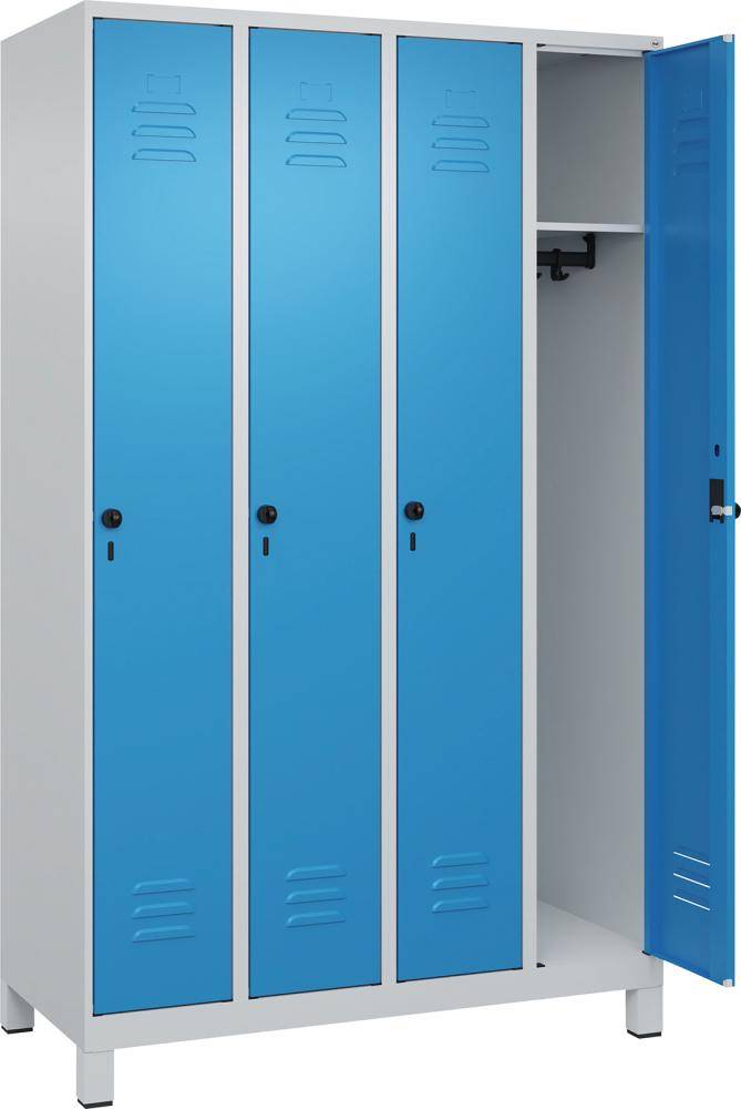 Garderobenschrank m.FüßenB1200xT500xH1950 Korpus RAL 7035 LichtgrauTüren RAL 5012 Lichtblau - Artikel: 7830372626