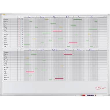 Franken Jahresplaner X-tra Line VO-30 120x90cm lackiert weiß - Artikel: 150014500