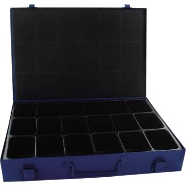 Sortimentskasten Blech 18Fächer 340x240x50mm Schaumstoffpolster bl - Artikel: 481099200
