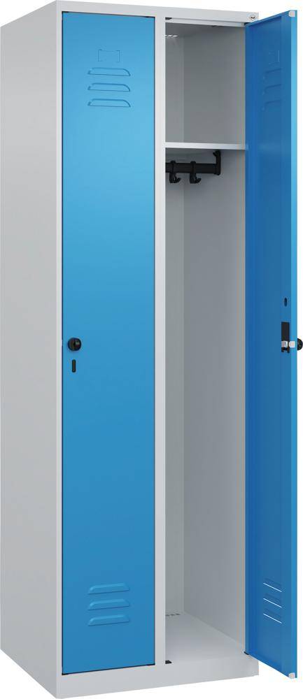 Garderobenschrank CLASSICB600xT500xH1850 mm RAL 7035/5012, 2 Abteile bodenstehend - Artikel: 7830951037