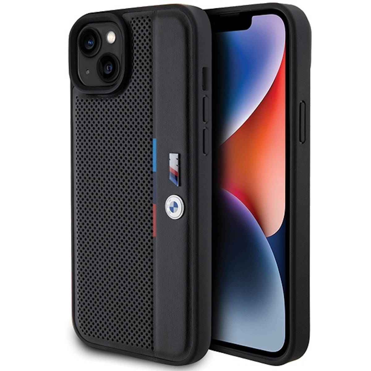 BMW Apple iPhone 15 / 14 / 13 Carbon Perforated Hardcase Tricolor M Line.