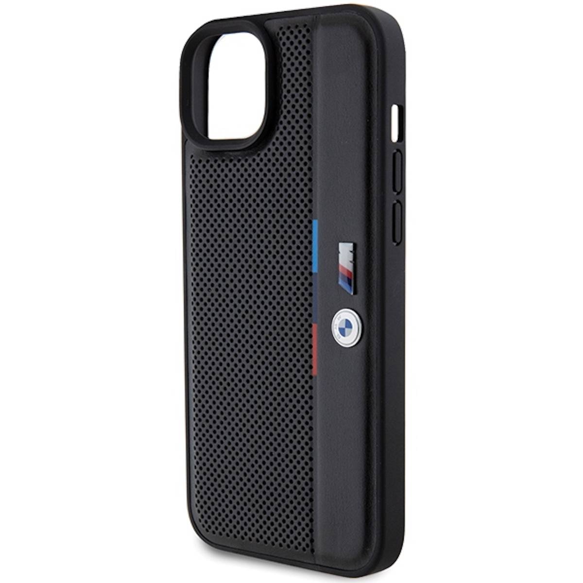 BMW Apple iPhone 15 Plus / 14 Plus Carbon Perforated Hardcase Tricolor M Line