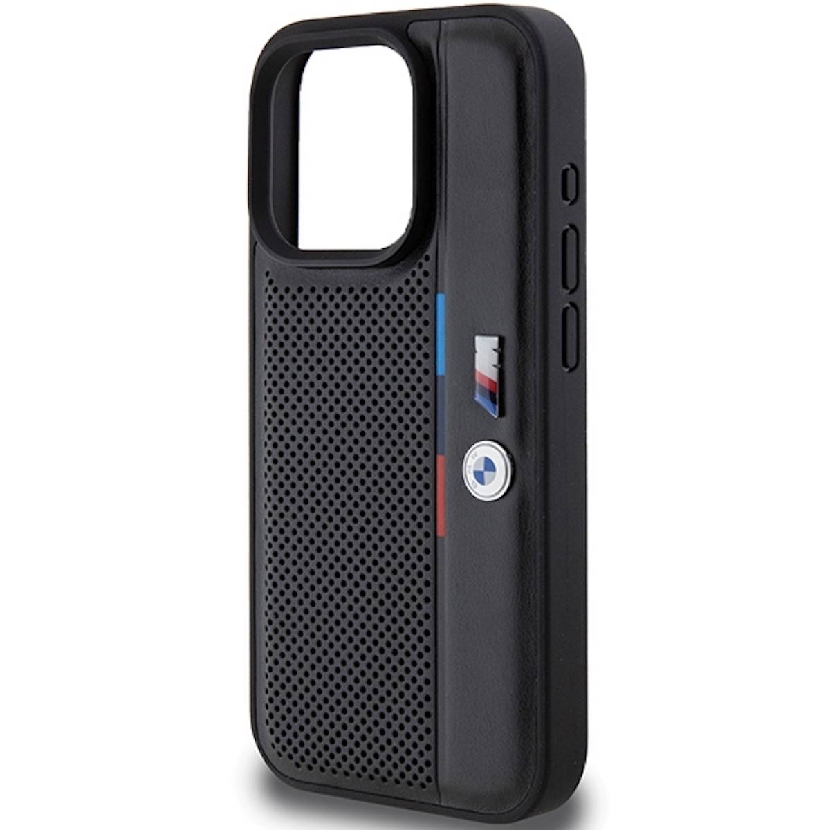 BMW Apple iPhone 15 Pro Carbon Perforated Hardcase Tricolor M Line