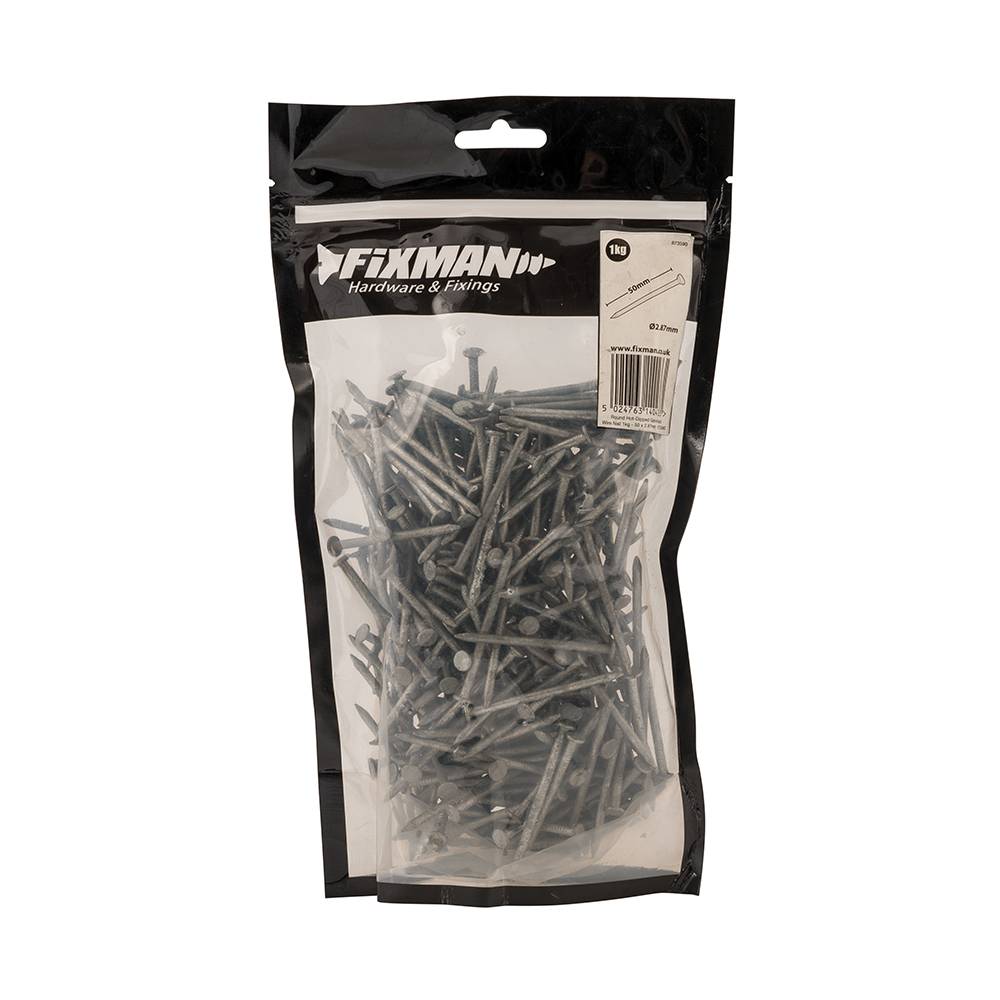 Feuerverzinkte Rundkopfstifte 50 x 2,65 mm 1 kg (ca. 440 Stück) Nägel