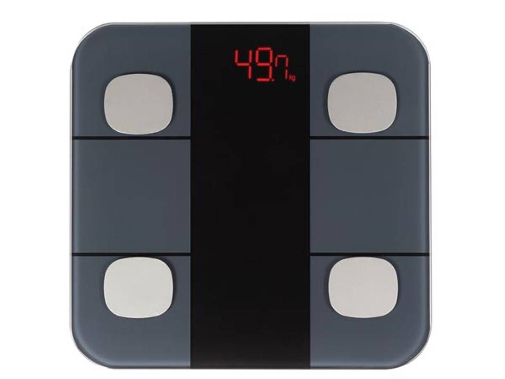 Perel Smart Personenwaage mit Tuya-App, digital, max. 180 kg, Körperanalyse, BMI, kcal, LED-Anzeige, automatische Ein- und Abschaltung, Schwarz