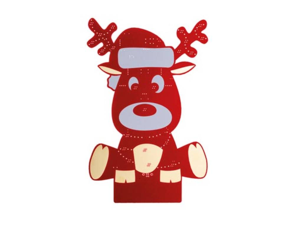 Programmierbausatz, vorbestückt, XL-Platine, Rudolf, das Rentier, mit Holzhalter