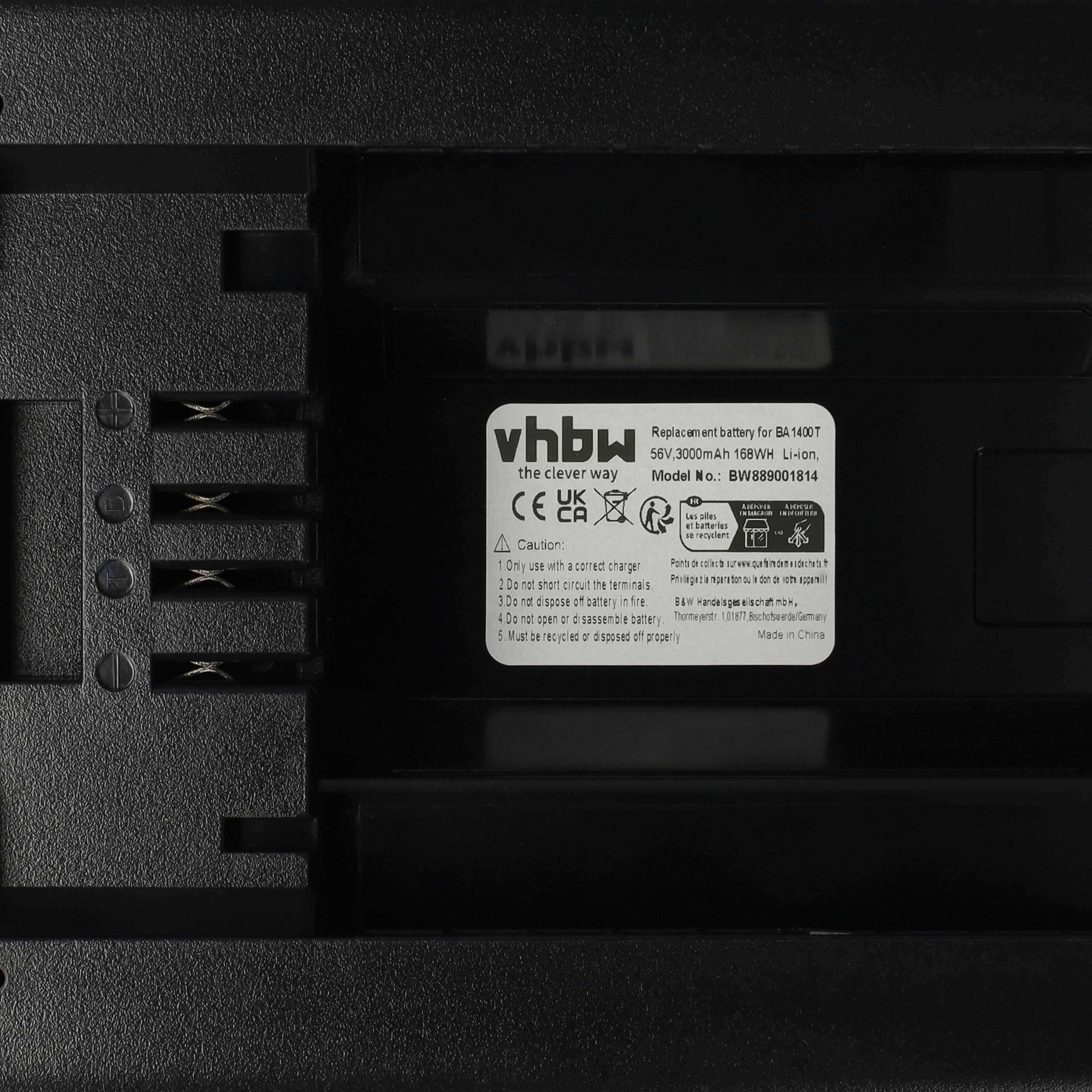 vhbw Akku Ersatz für EGO BA2800, BT2240T, BA2800T, BA4200, BA4200T, BA1400T, BA6720T für Rasenmäher Akku-Gartengerät (3000mAh, 56V, Li-Ion)