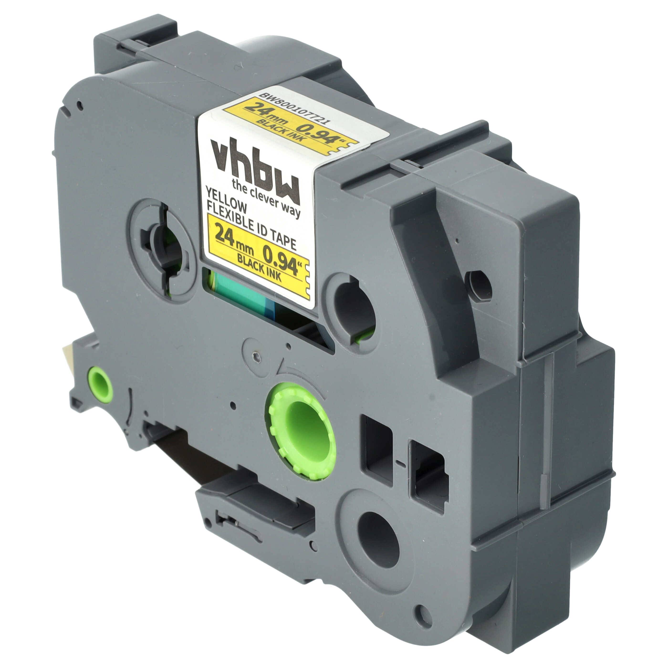 vhbw Schriftband-Kassette Ersatz für Brother TZE-FX651, TZ-FX651 für Etiketten-Drucker 8m x 24mm Schwarz auf Gelb, Flexibel