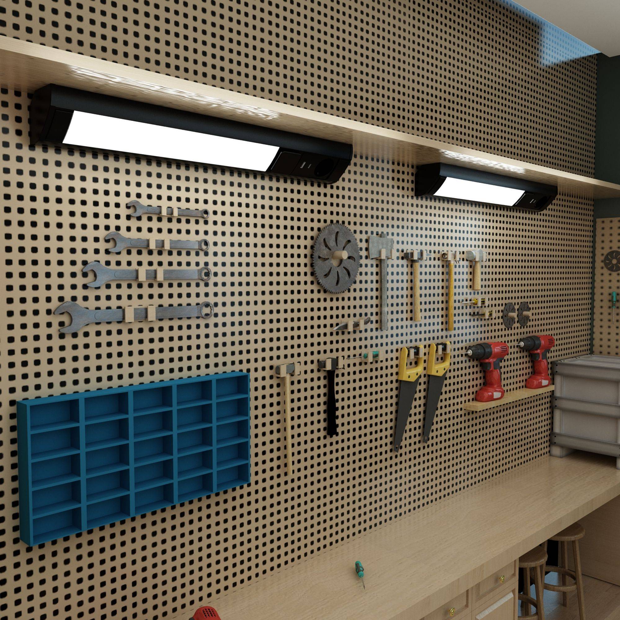 kalb | LED Unterbauleuchte mit Schalter und Steckdose, 230VAC Anschluss, 3000 Kelvin, USB-Port Typ A&C, Aluminium u. ABS, IP20