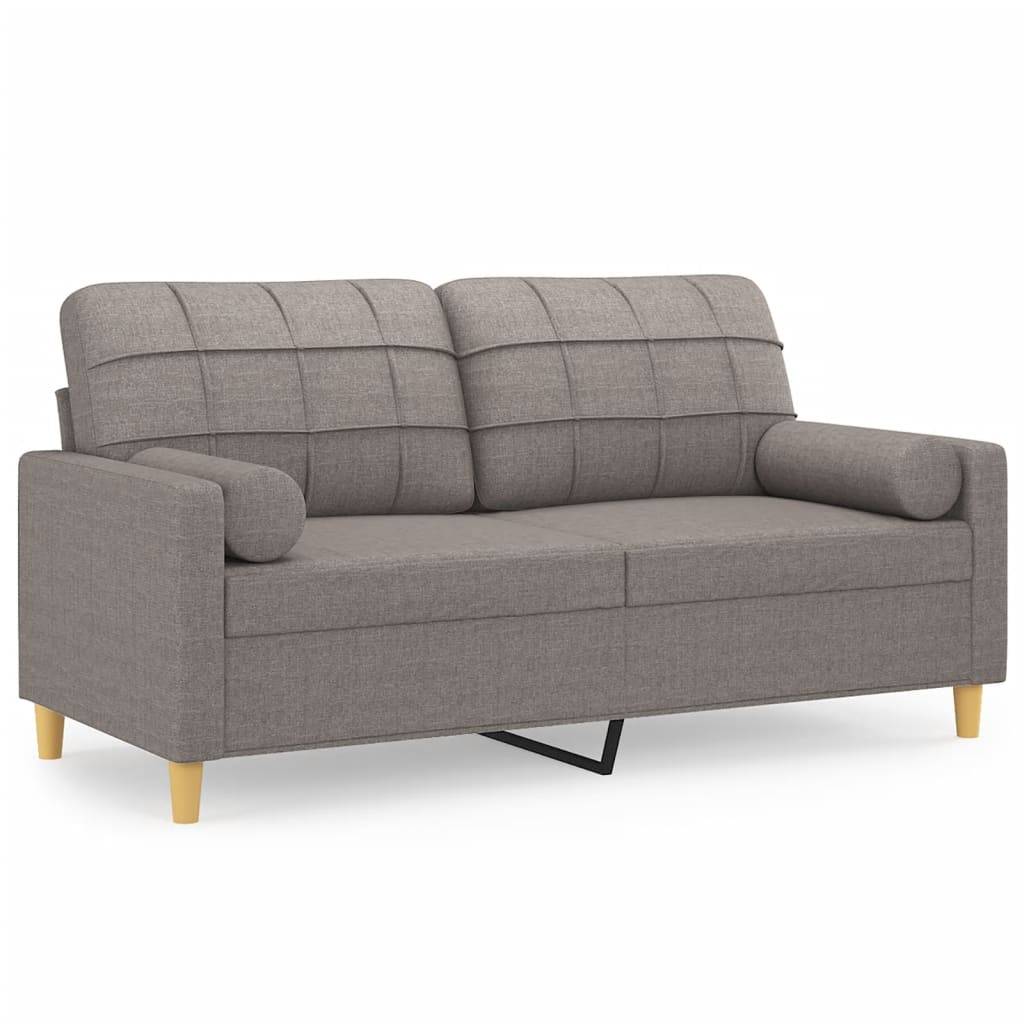 vidaXL 2-Sitzer-Sofa mit Zierkissen Taupe 140 cm Stoff