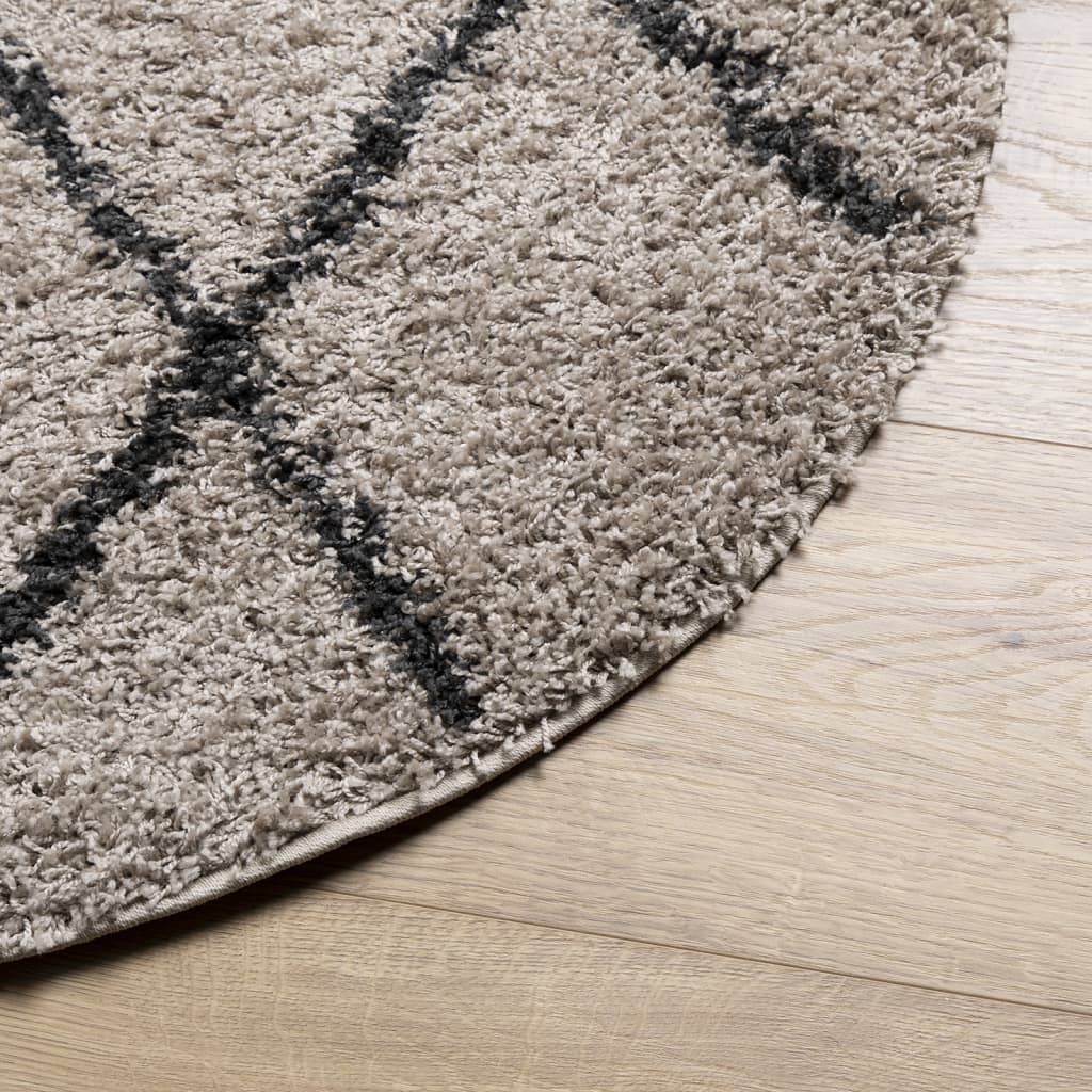 vidaXL Shaggy-Teppich PAMPLONA Hochflor Modern Beige Anthrazit Ø 80 cm