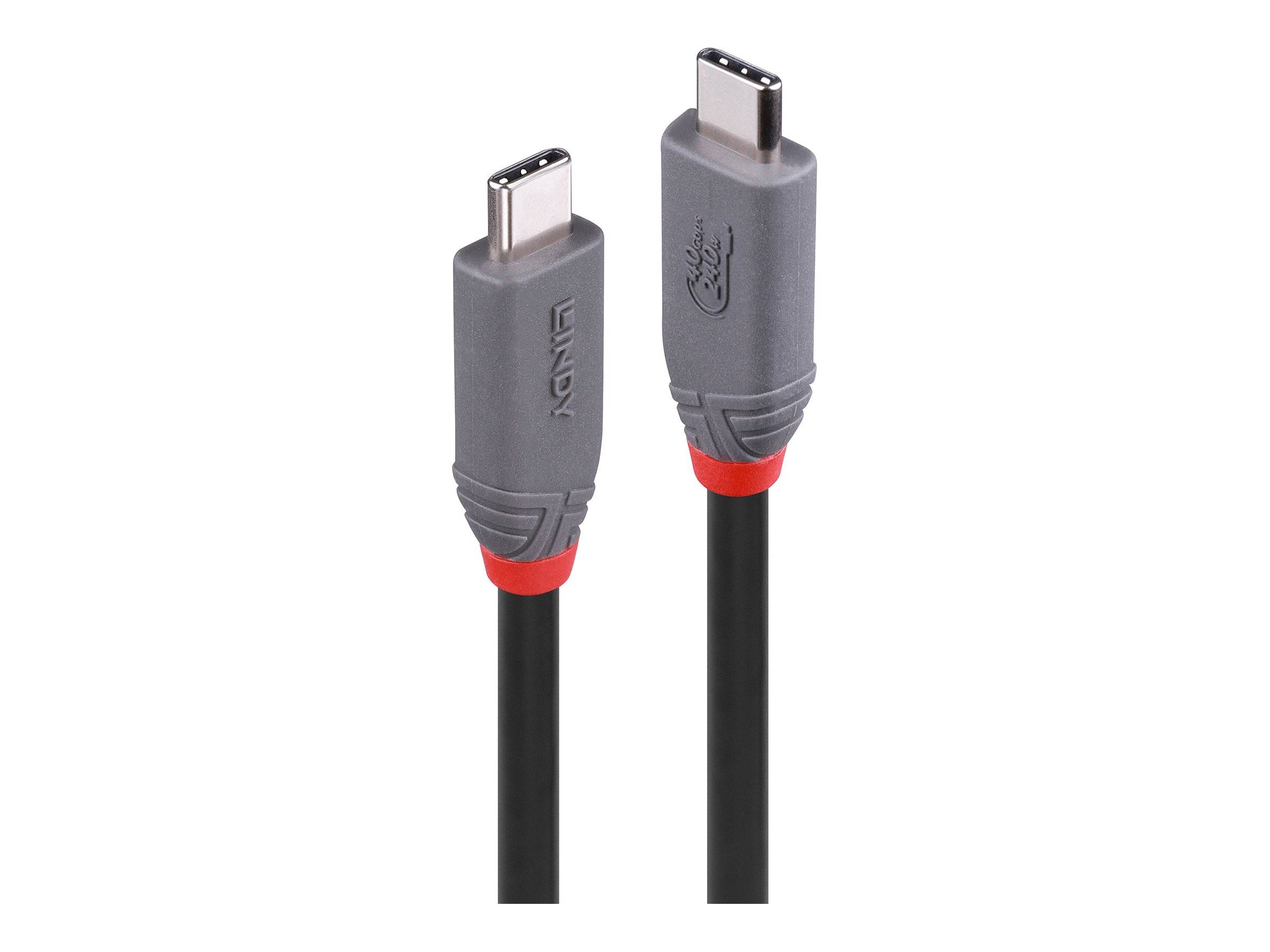 LINDY 0.8m USB4 240W Typ C Kabel, 40Gbit/s, Anthra Line