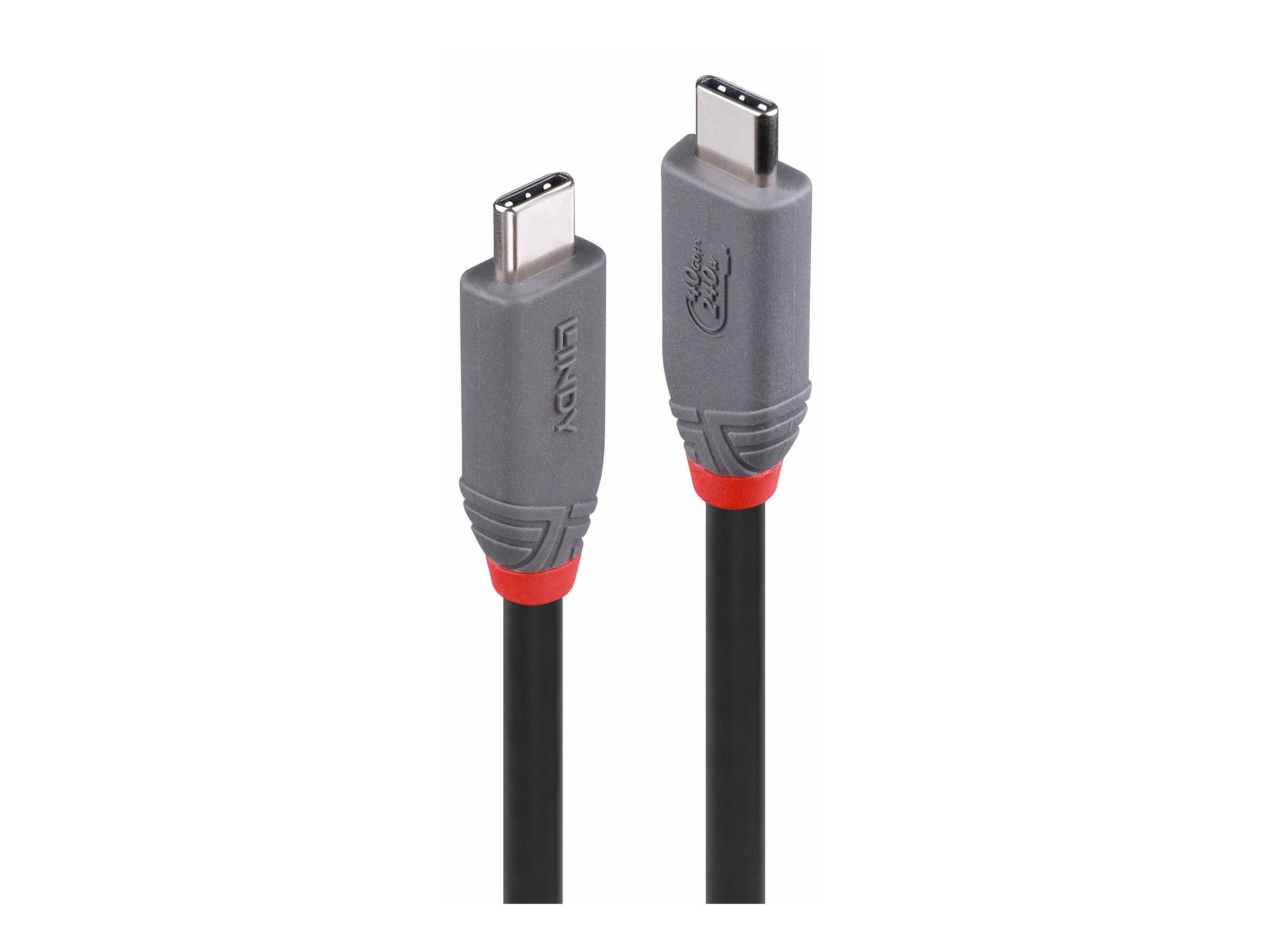 LINDY 0.8m USB4 240W Typ C Kabel, 40Gbit/s, Anthra Line
