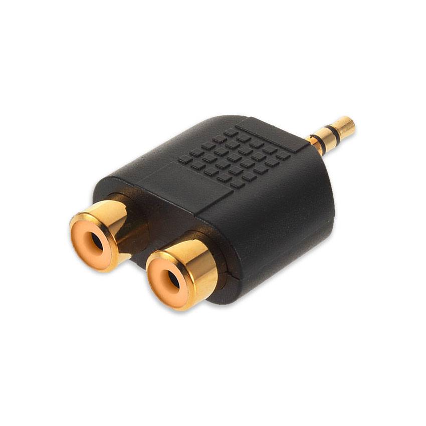 1x Audio Cinch Y Adapter Klinkenstecker 3,5mm 2x Cinchbuchsen Verteiler