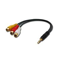 Lindy 35539 Composite-Video-Kabel 0,25 m 3.5mm 3 x RCA Schwarz Multimedia-Technik Video/VGA-Adapter