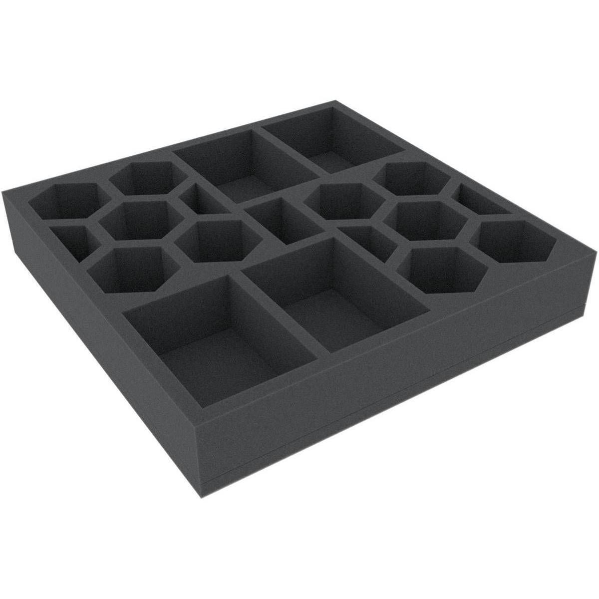 AFMEOA050BO - 285 mm x 285 mm x 50 mm Schaumstoffeinlage für Brettspiele - 19 Fächer