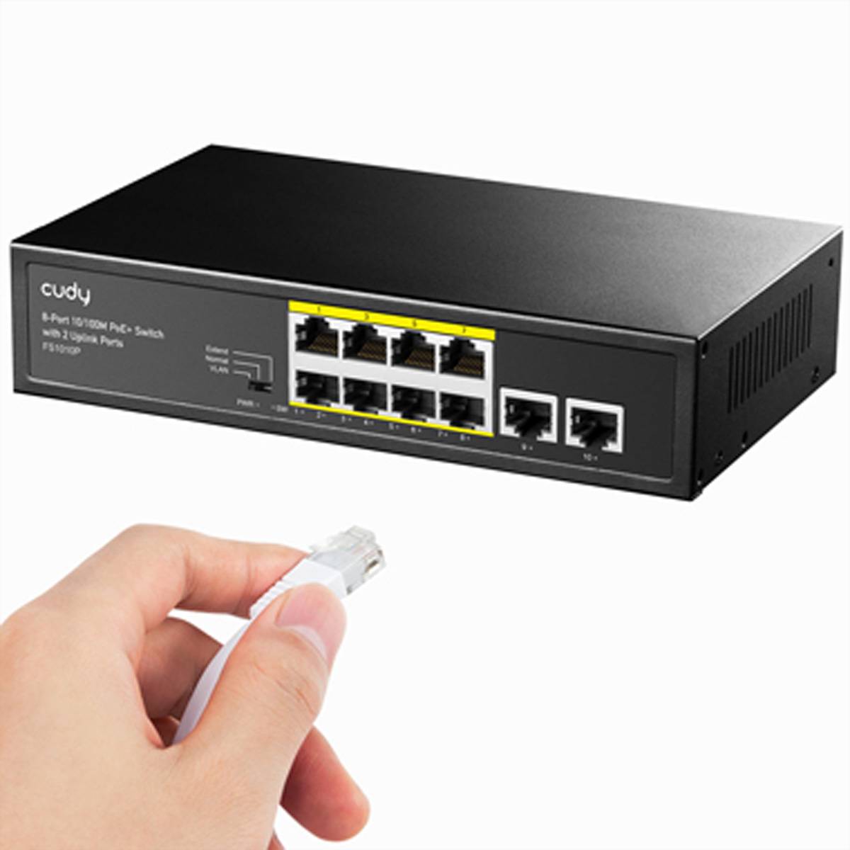 CUDY FS1010P 8-Port 10/100M PoE+ Switch 2 Uplink Ports 120W