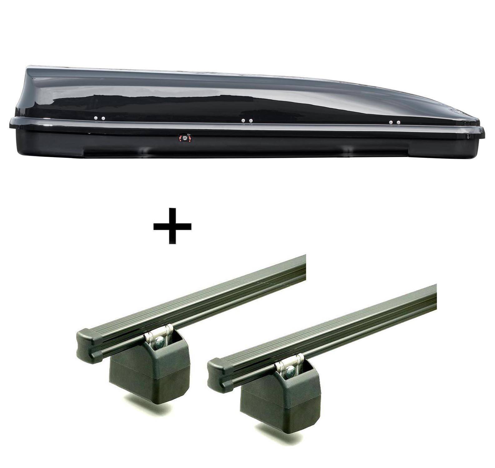 Dachbox VDPFL460 schwarz glänzend 460 Liter + AURILIS PRO Dachgepäckträger für für Citroen Nemo ab 2008