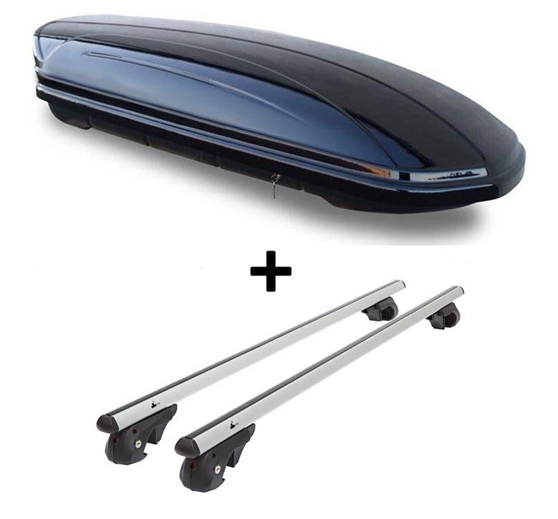 Dachbox VDPMAA580 580Ltr schwarz + Alu Relingträger VDP004L kompatibel mit für Renault Laguna Grand Tour K56 96-00 abschliessb.