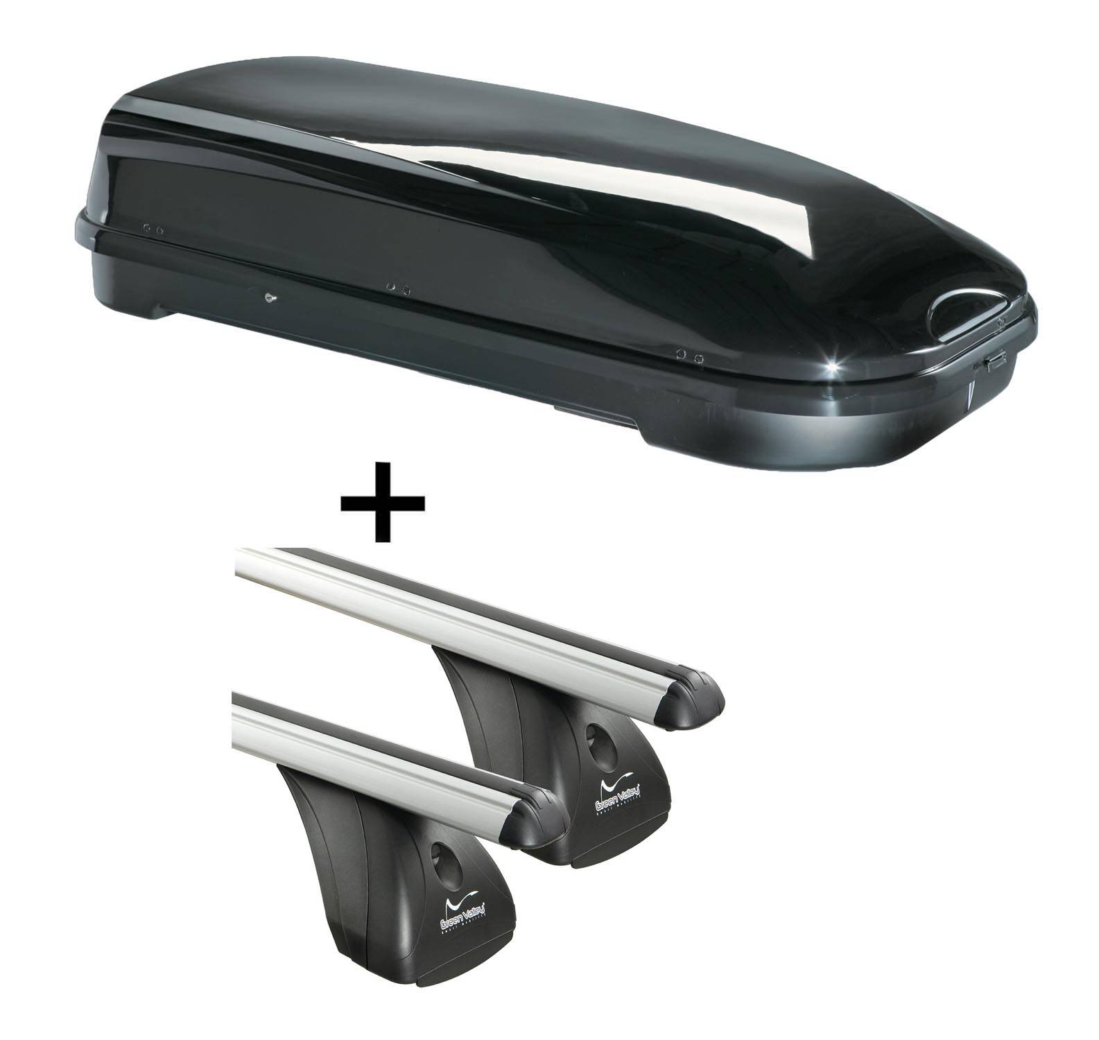 Dachbox VDPFL580 580Ltr schwarz glänzend + Aluminium Dachträger Aurilis VDP kompatibel mit für Citroen Xsara Picasso (5Türer) 1999-2010