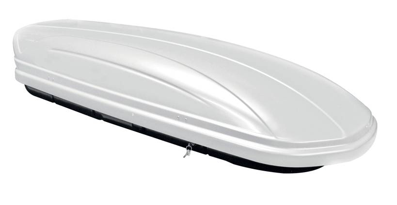 Dachbox VDPMAA460 460Ltr weiß abschließbar + Stahl Dachträger Aurilis VDP kompatibel mit für Honda Jazz II (5Türer) 2009-2013