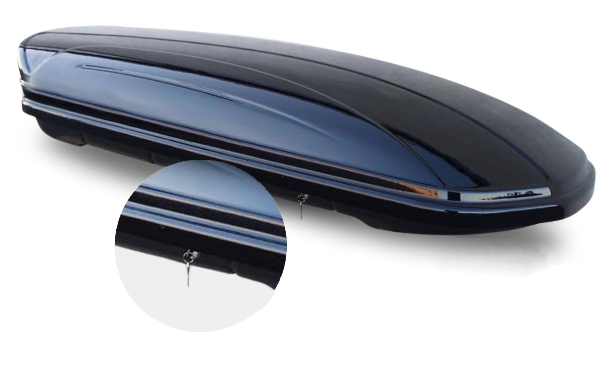 Dachbox MAA460 460Ltr schwarz glänzend + Dachträger/Relingträger VDP KING1 kompatibel mit für Citroen C4 Aircross (5 Türer) ab 12