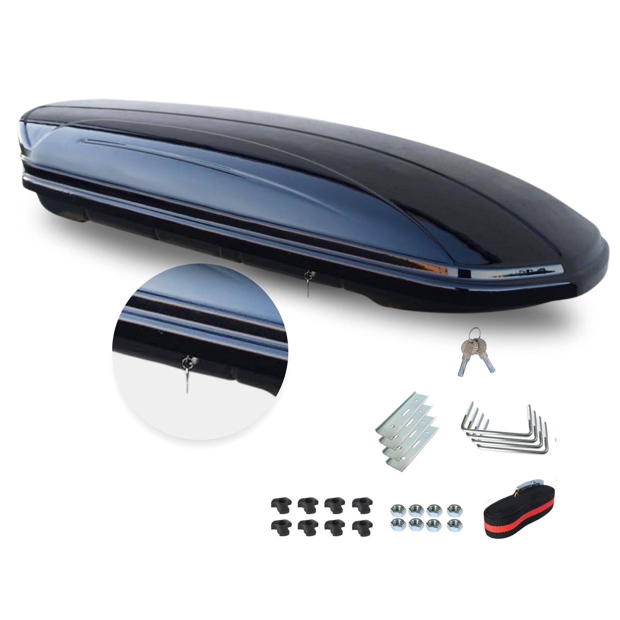 Skibox schwarz VDP MAA460 460 Liter abschließbar + Alu-Relingträger Tiger XL aufliegende Reling im Set kompatibel mit für BMW X1 E84 09-15