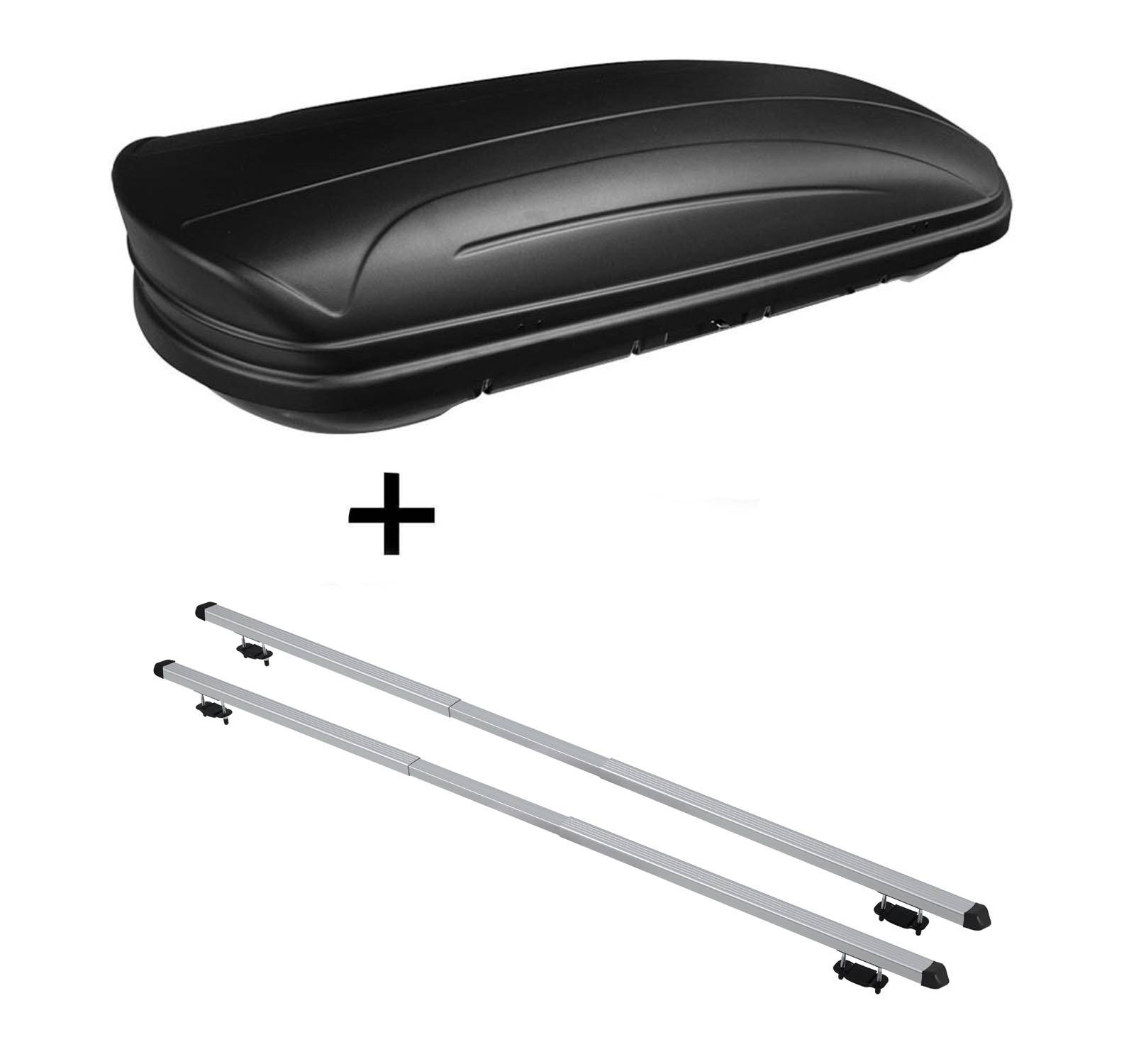 Dachbox VDPMAA320 320Ltr abschließbar schwarz matt + Dachträger RAPID kompatibel mit für VW Golf V (1K) Cross (5Türer) 07-10