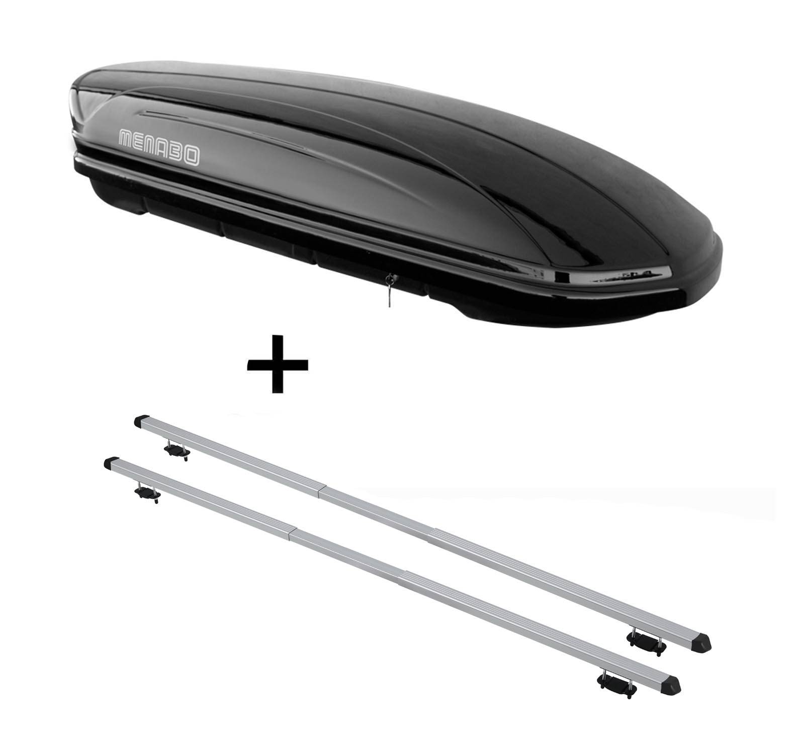 Dachbox MAA 400 Liter schwarz + Dachträger RAPID kompatibel mit für Nissan Qashqai (J11) (5Türer) ab 14