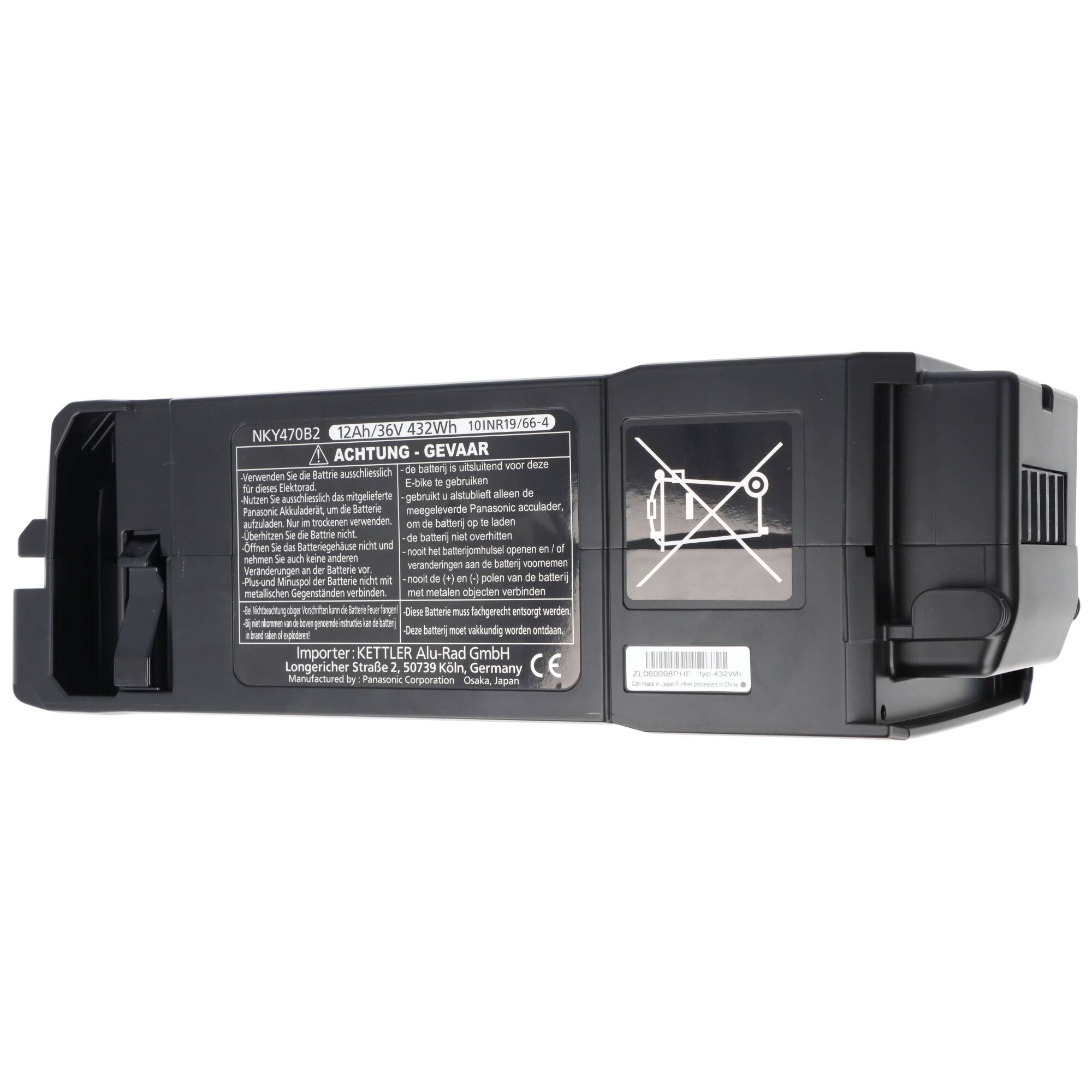 E-Bike Akku Panasonic NKY470B2, original Panasonic Triangel Akku, 36 Volt 12Ah 432Wh, Sitzrohr