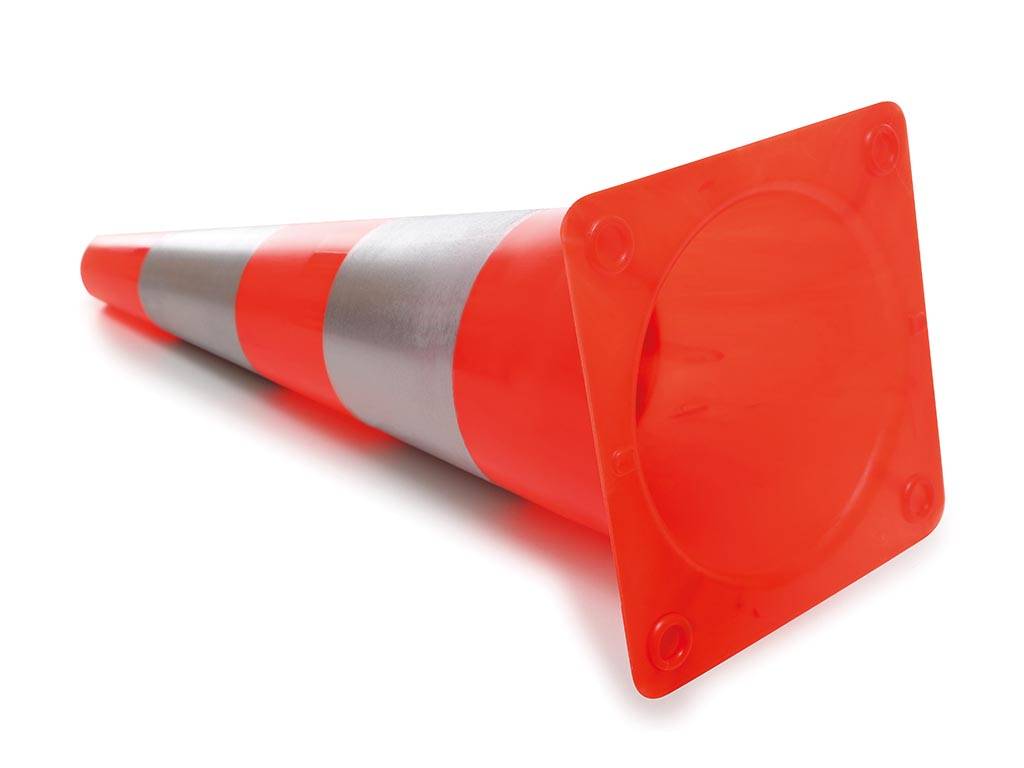 Rot/silberner reflektierender Kegel - 50 cm