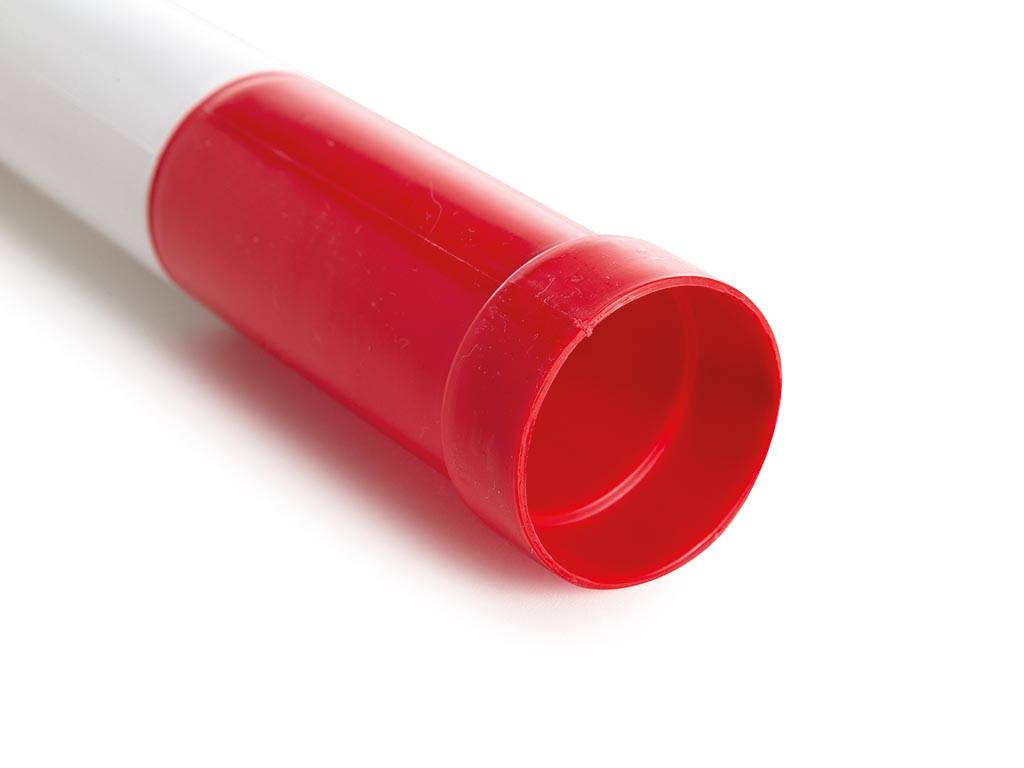 Rot/weißer Kunststoffpfosten ohne Sockel