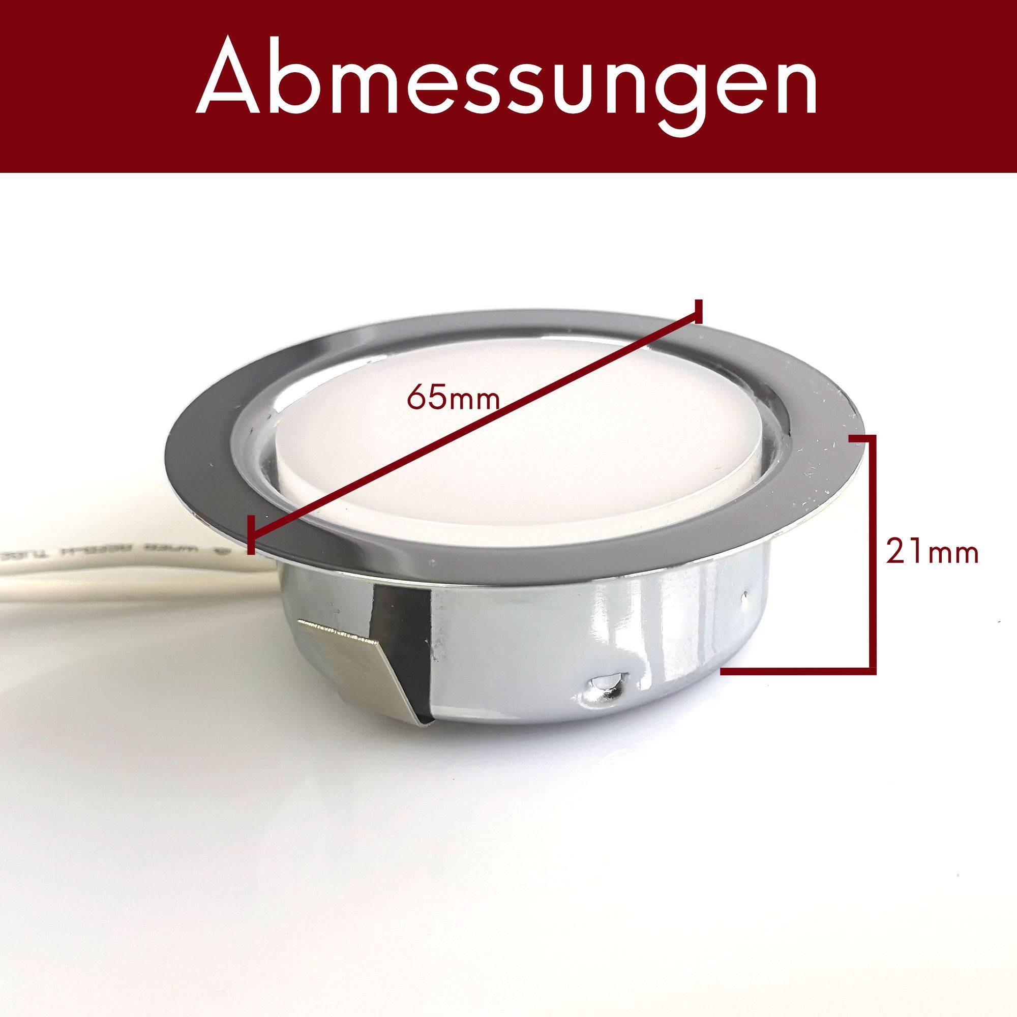 kalb | LED Einbauspot Unterbauspot Einbaustrahler für Möbel, Metall-chrom mit ABS, 2W