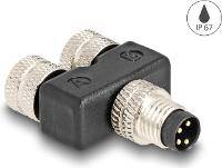 Delock M8 Y-Splitter A-kodiert 4 Pin Stecker zu 2 x Buchse Parallelschaltung - 4