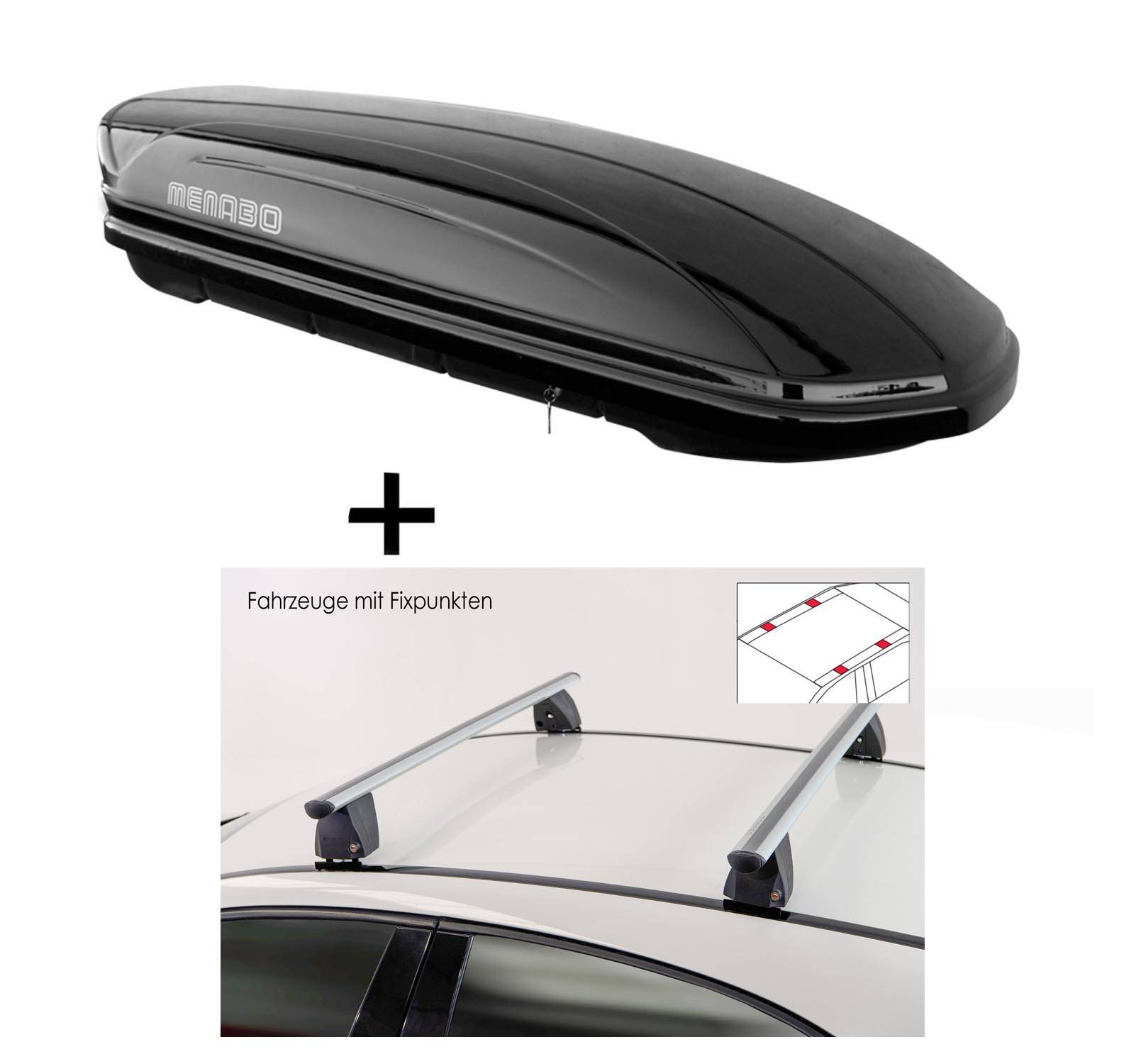 Dachbox MAA400 400 Liter schwarz + Dachträger VDP Delta kompatibel mit für Kia Cee'D (EU/JD) (ohne Glasdach) (5 Türer) 2012-2018