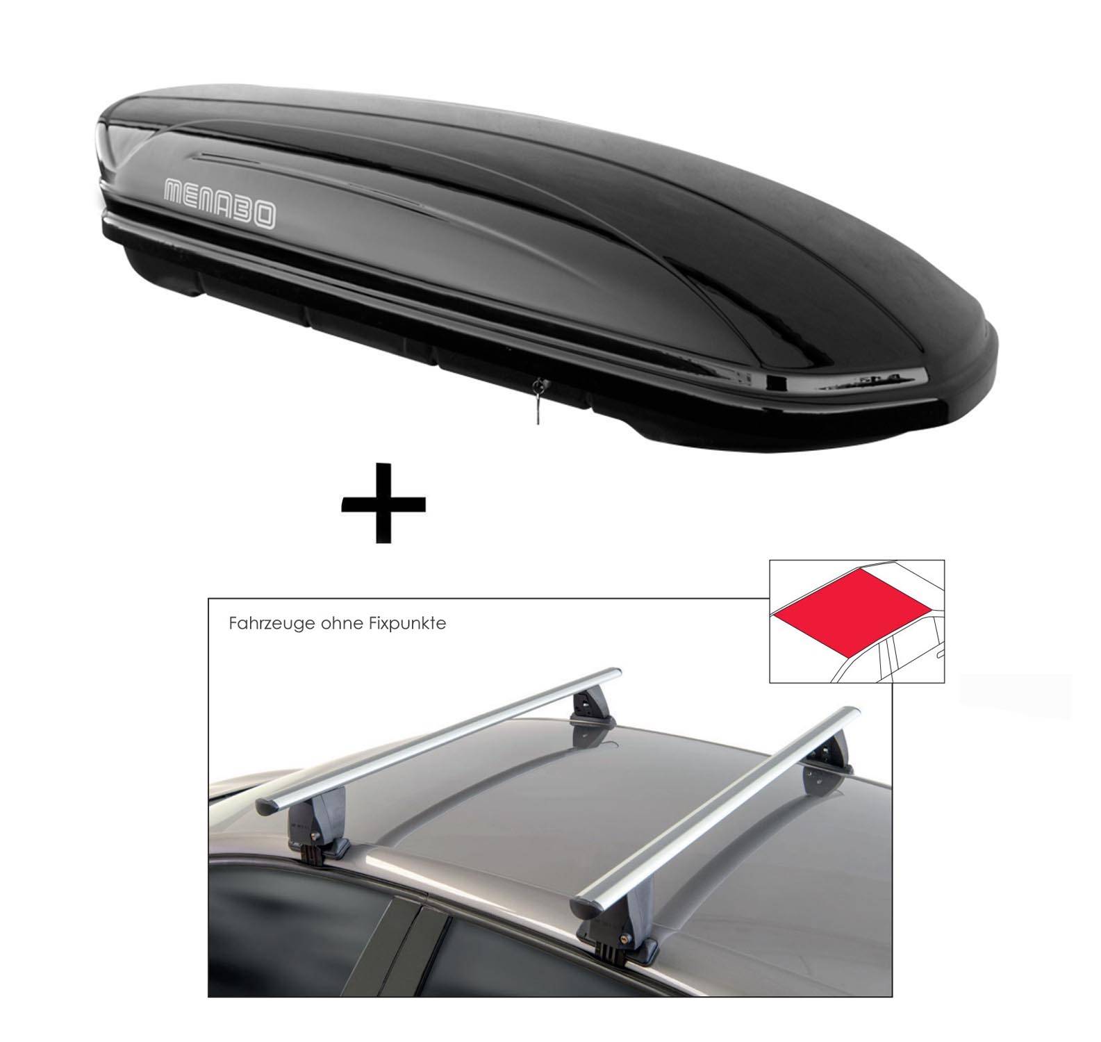 Dachbox MAA400 400 Liter schwarz + Dachträger VDP Delta kompatibel mit für VW Golf V (1K) (5 Türer) 2003-2008