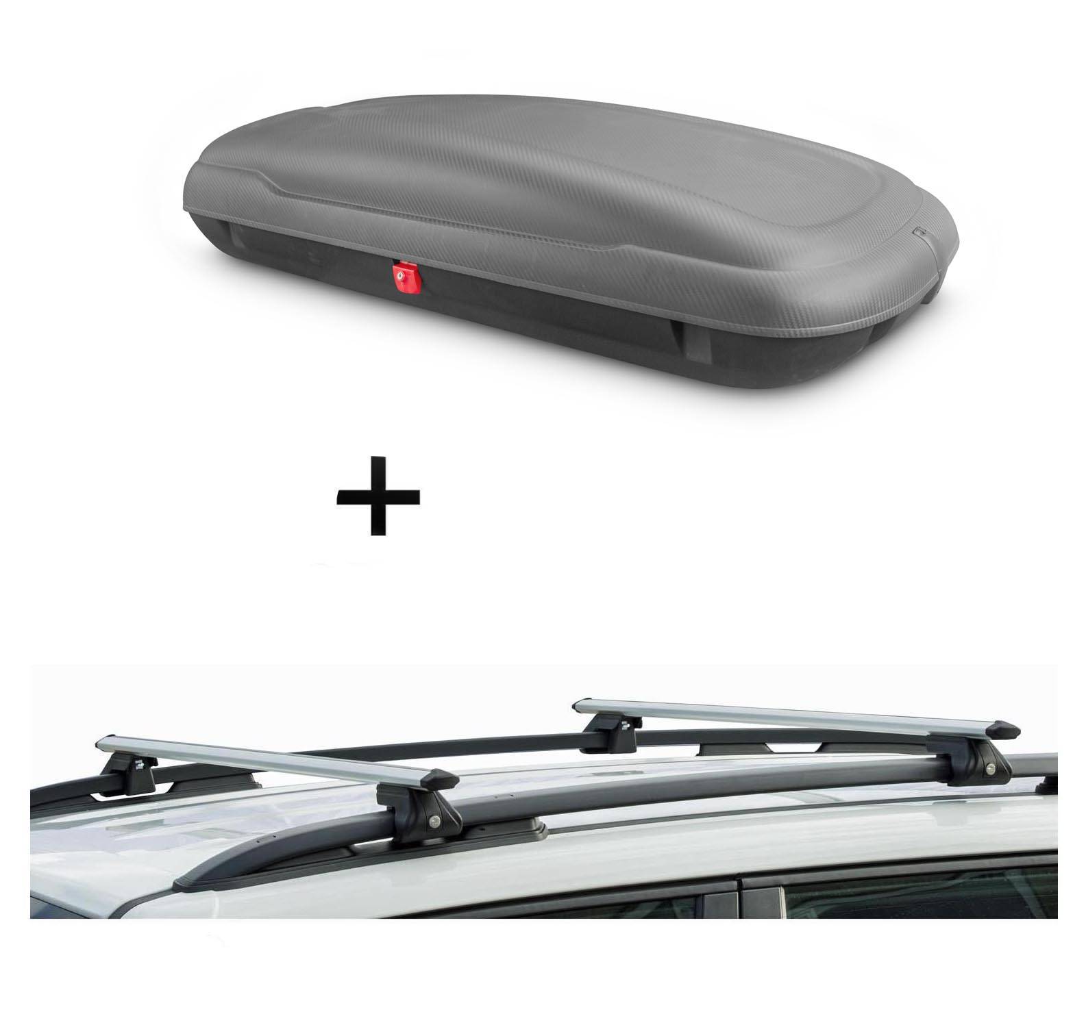 Dachbox VDP-BA400 + Relingträger CRV135 kompatibel mit für BMW Serie 5 Touring (E39) 96-03