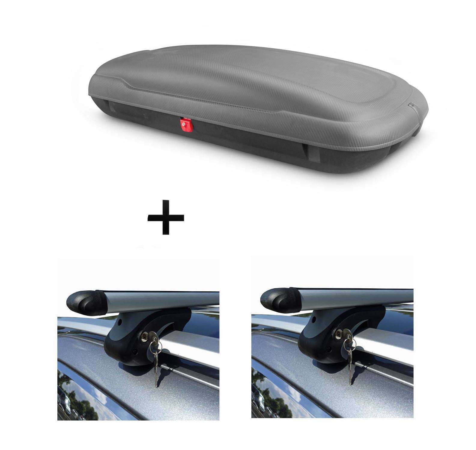 Dachbox VDP-BA400 + Relingträger VDP L120 kompatibel mit für Citroen C5 Break Kombi TD 05-07