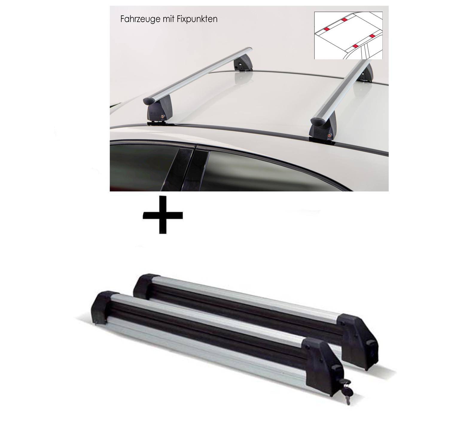 Skiträger Silver Ice ausziehbar + Dachträger VDP Delta kompatibel mit für VW Caddy (2K) Life/Maxi Life/Panel (5 Türer) 2015-2020