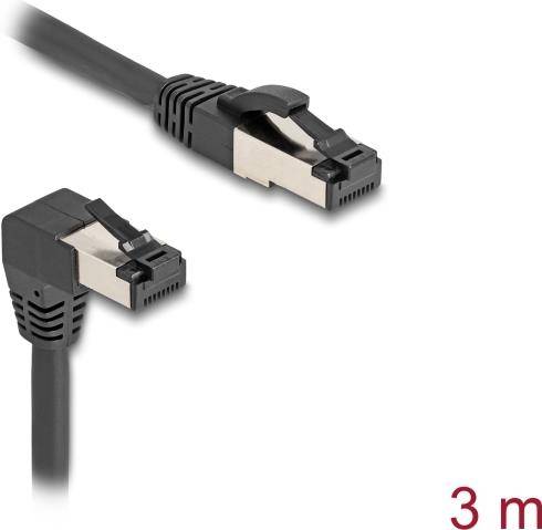 Delock RJ45 Netzwerkkabel Cat.8.1 S/FTP 90° unten gewinkelt gerade 3 m - Netzwer