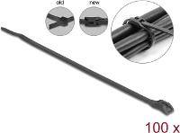 Delock Kabelbinder mit flachem Kopf L 370 x B 7.6 mm 100 Stück schwarz - Kabelbi