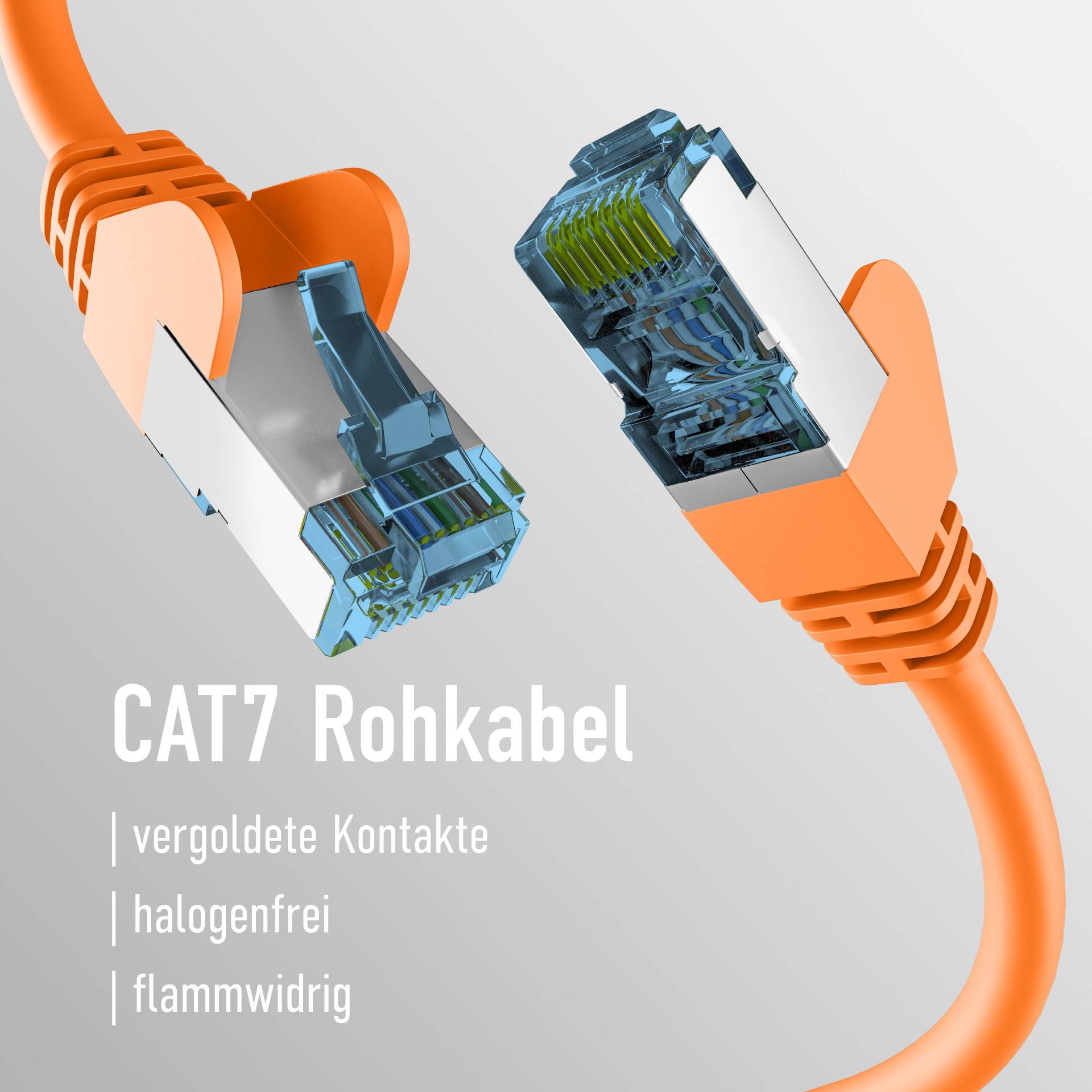 EFB RJ45 PATCHKABEL mit CAT7 ROHKABEL ORANGE 0.15m Multimedia-Technik Cat7 Kabel