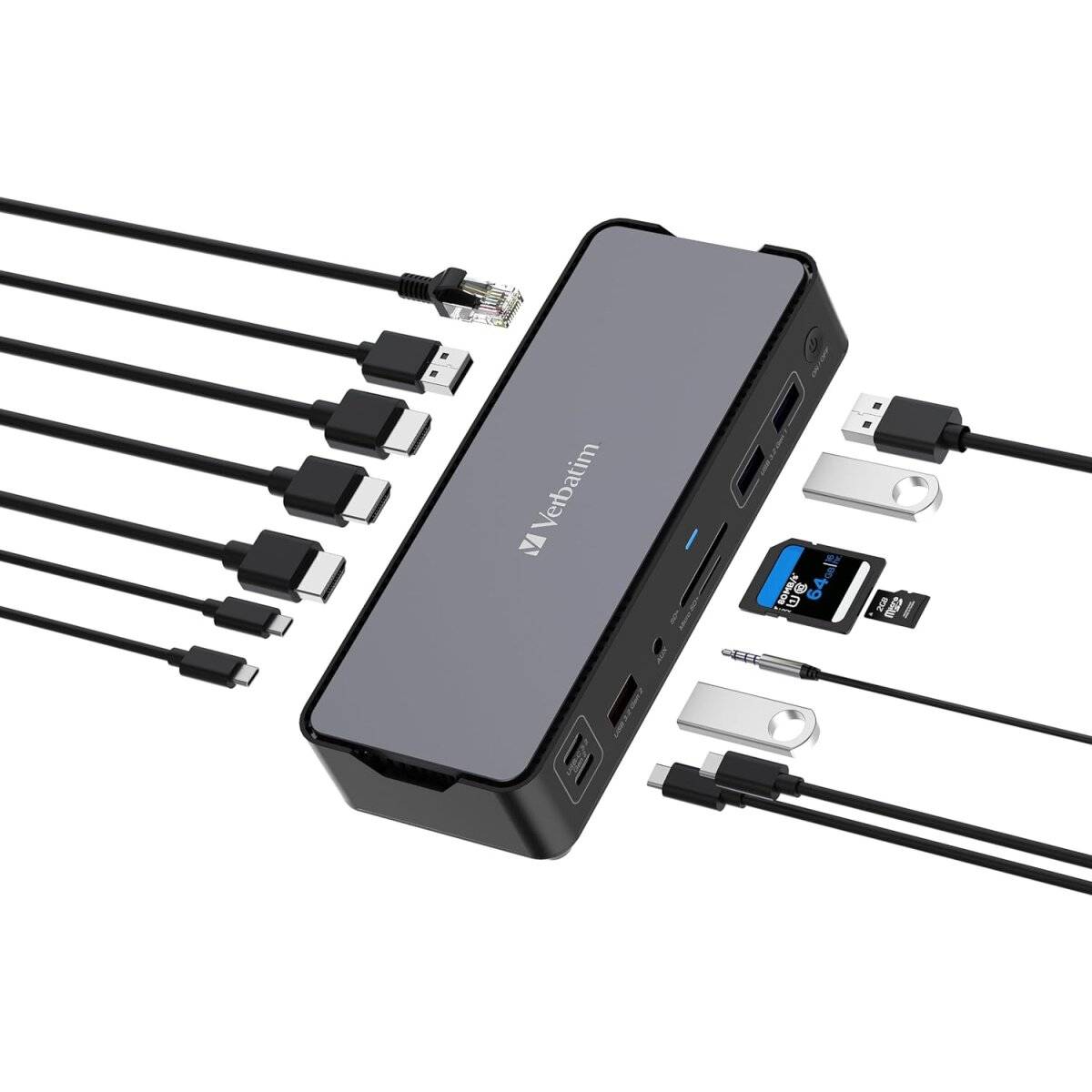 Verbatim USB-C Pro Dockingstation CDS-15 mit HDMI/DP/RJ45/USB-A/USB-C 32171