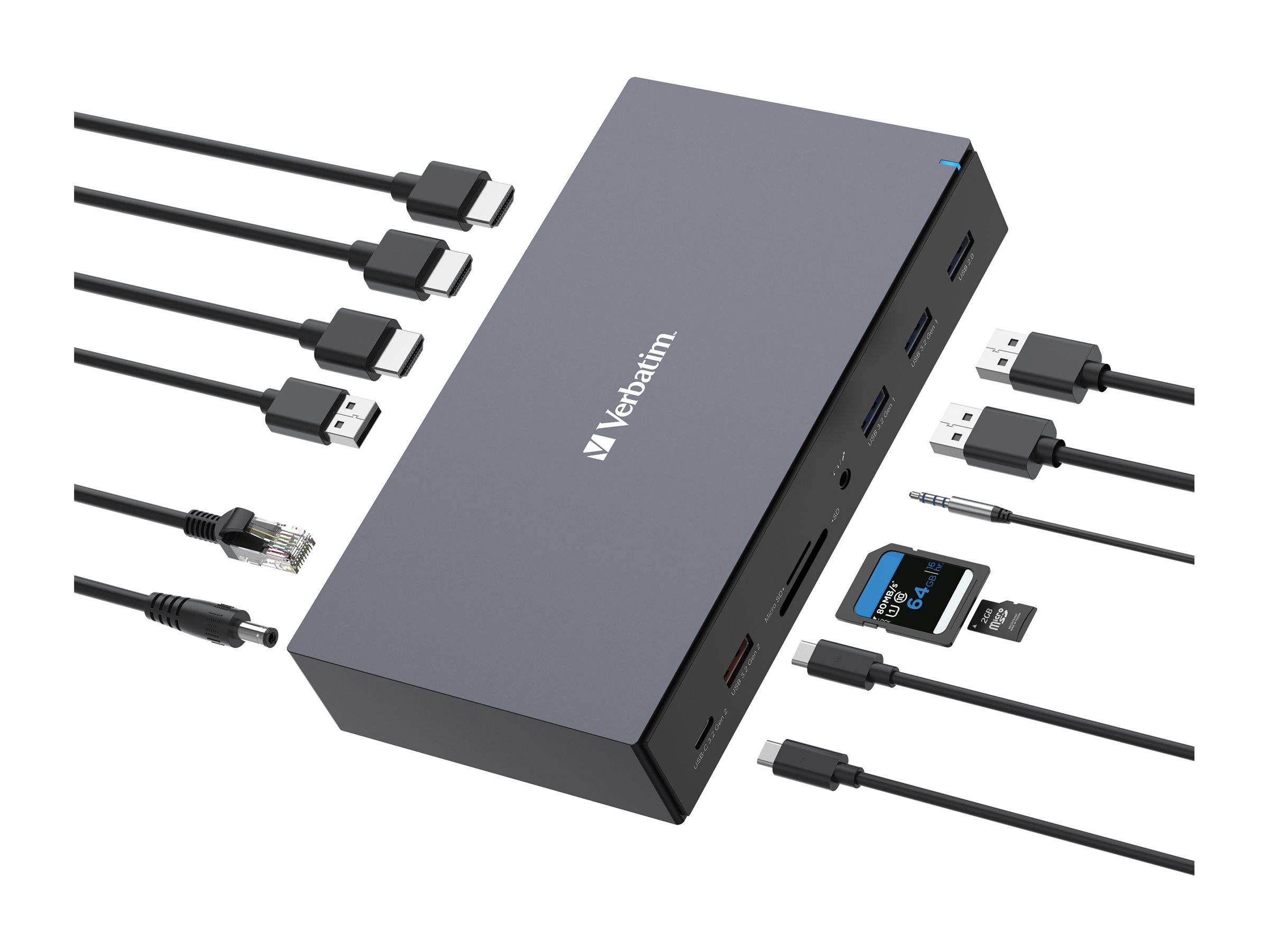 Verbatim Pro - Dockingstation - USB-C - 2 x DP, 3 x HDMI