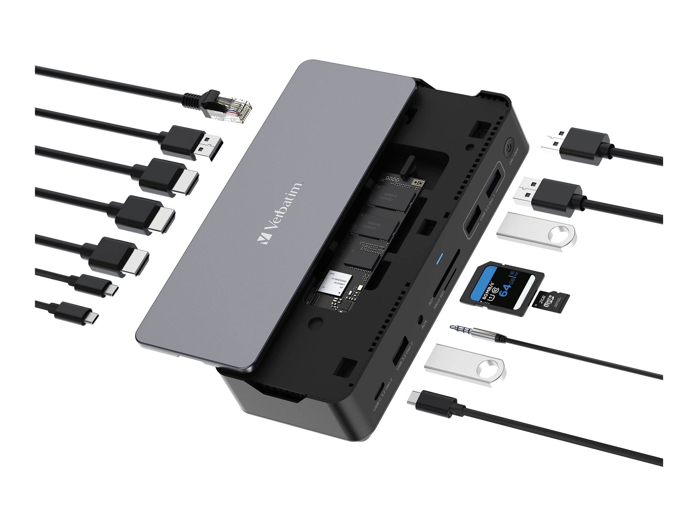 Verbatim Pro - Dockingstation - USB-C - 2 x HDMI, DP