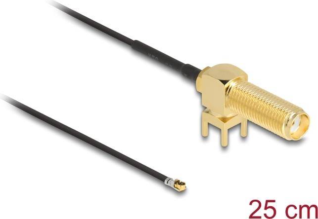 Delock Antennenkabel SMA 90° PCB Buchse zum Einbau zu I-PEX Inc. MHF 4L Stecker