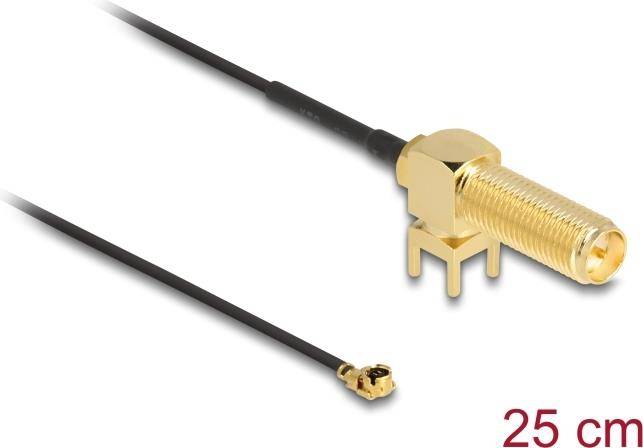 Delock Antennenkabel RP-SMA 90° PCB Buchse zum Einbau zu I-PEX Inc. MHF I Stecke