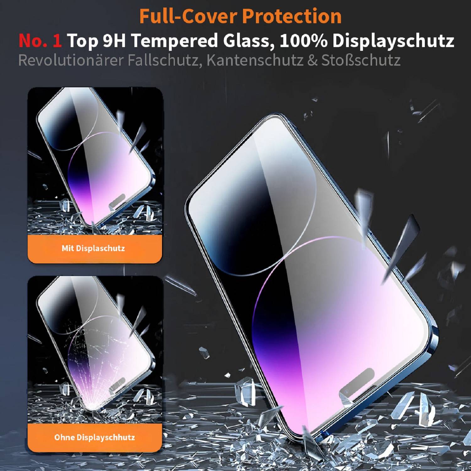 6x 9H Panzerglas für iPhone 15 Full-Screen HD klar Displayschutz Schutzglas Schuzfolie Tempered Hartglas Screen Protector