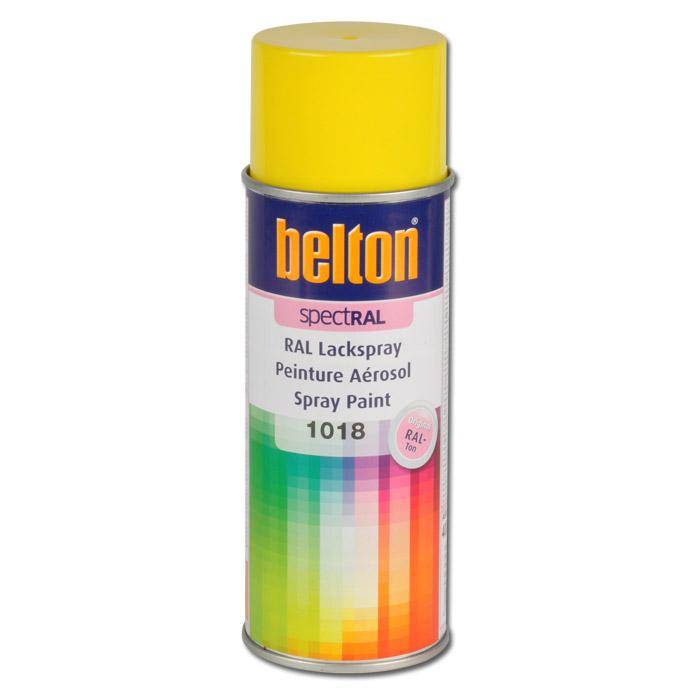 Gelbe Belton Spectral Sprühdose mit Etikett „RAL Lackspray